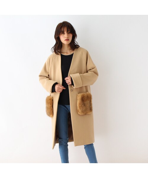 OZOC（オゾック）の「ファーポケットノーカラーコート（）」 - WEAR