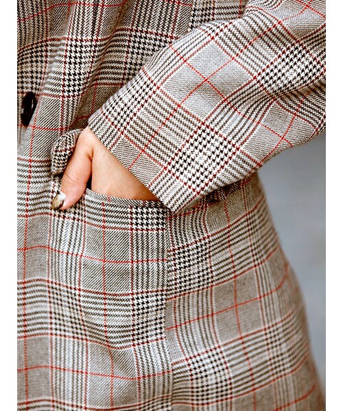 w closet（ダブルクローゼット）の「グレンチェックダブルジャケット（ジャケット/アウター・レディース・ベージュ/グレー・FREE）」の11枚目の写真
