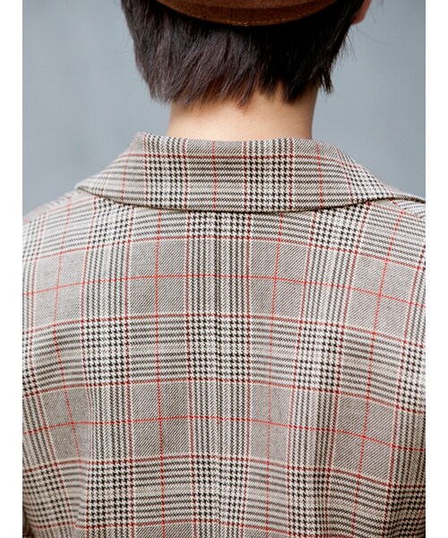 w closet（ダブルクローゼット）の「グレンチェックダブルジャケット（ジャケット/アウター・レディース・ベージュ/グレー・FREE）」の8枚目の写真