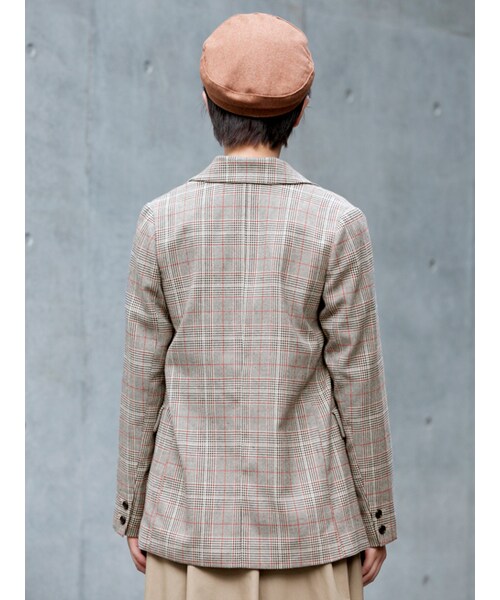 w closet（ダブルクローゼット）の「グレンチェックダブルジャケット（ジャケット/アウター・レディース・ベージュ/グレー・FREE）」の7枚目の写真