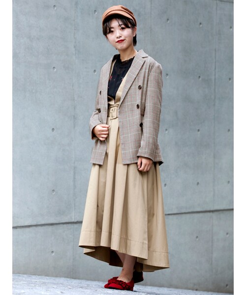 w closet（ダブルクローゼット）の「グレンチェックダブルジャケット（ジャケット/アウター・レディース・ベージュ/グレー・FREE）」の5枚目の写真