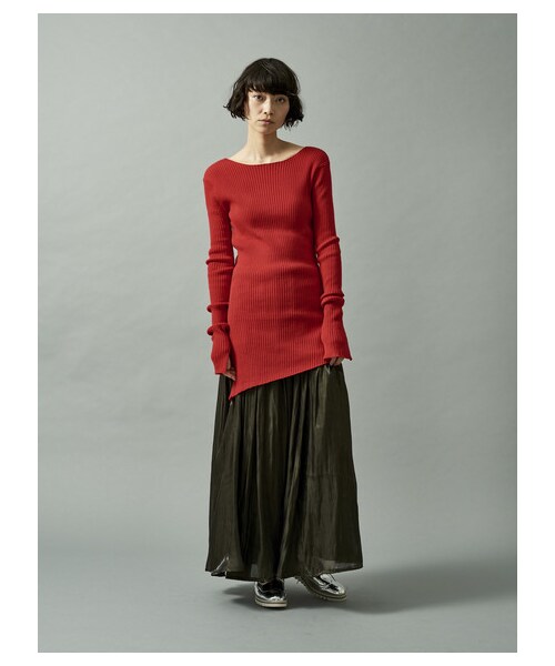 GARAGE OF GOOD CLOTHING（ガレージオブグッドクロージング）の「光沢マキシスカート（スカート・カーキ/ネイビー・F）」の2枚目の写真