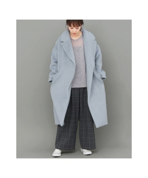 KBF チャコール　ロングシャギーコート kbf ワイドPコート チャコールグレー美品