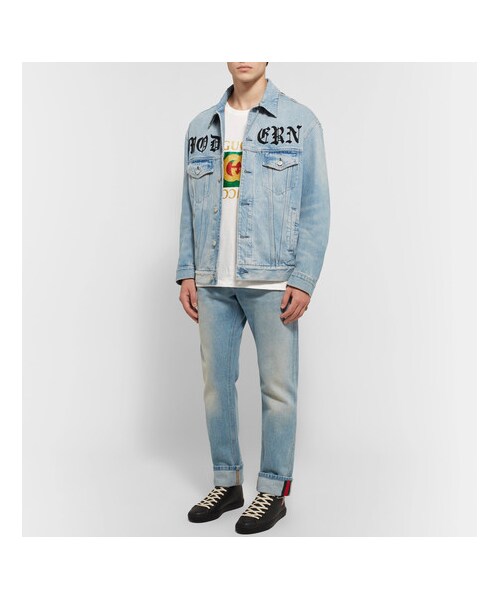 GUCCI（グッチ）の「Gucci Distressed Glittered Cotton-Jersey T-Shirt（Tシャツ/カットソー・メンズ・White・XXXL/XL/XXL/M/S/L/XS）」の2枚目の写真