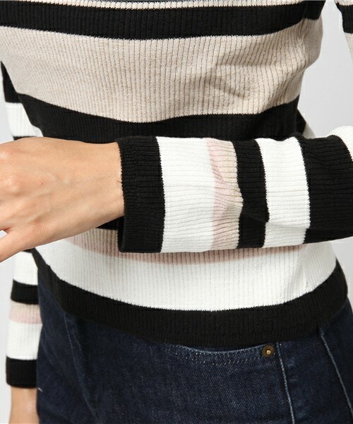 archives（アルシーヴ）の「マルチボーダーニットプルオーバー（ニット/セーター・レディース・ブラック/ベージュ/ネイビー・MEDIUM）」の8枚目の写真