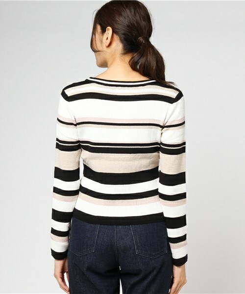 archives（アルシーヴ）の「マルチボーダーニットプルオーバー（ニット/セーター・レディース・ブラック/ベージュ/ネイビー・MEDIUM）」の6枚目の写真