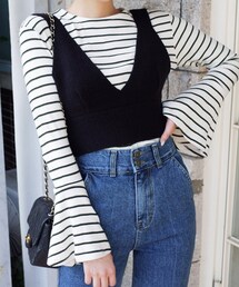 DHOLIC | Vネッククロップドニットビスチェ(ベスト)