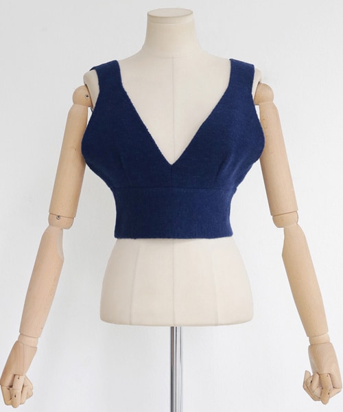 DHOLIC（ディーホリック）の「Vネッククロップドニットビスチェ（ベスト・レディース・レッド/ブラック/ホワイト/ブルー・FREE）」の4枚目の写真