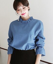 DHOLIC | フリルネックデニムブラウス(シャツ/ブラウス)