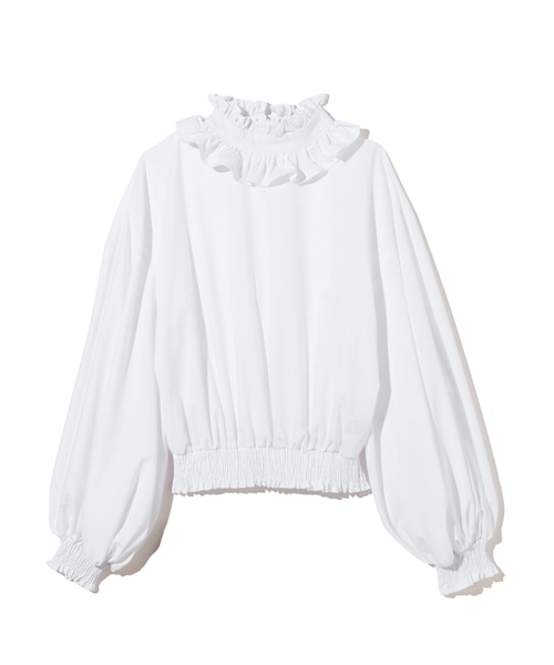 GRL（グレイル）の「フリルハイネックトップス（シャツ/ブラウス・レディース・オフホワイト/ブラック/カーキ/ネイビー・M）」の2枚目の写真