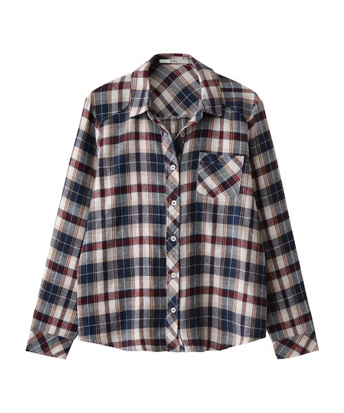GRL（グレイル）の「先染めチェックネルシャツ（シャツ/ブラウス・レディース・ボルドー/ネイビー・M）」の2枚目の写真