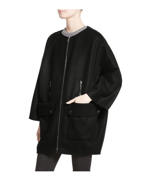 MONCLER(モンクレール)の「Women's Moncler Acanthus Wool & Cashmere Coat With Removable Down Puffer Layer(ジャケット/アウター・レディース・Black/Blue・0/1/2/3/4/5/00)」の4枚目の写真