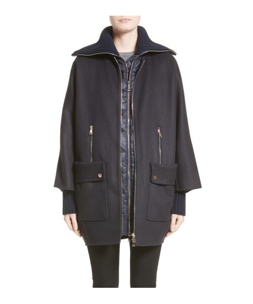 MONCLER(モンクレール)の「Women's Moncler Acanthus Wool & Cashmere Coat With Removable Down Puffer Layer(ジャケット/アウター・レディース・Black/Blue・0/1/2/3/4/5/00)」の2枚目の写真