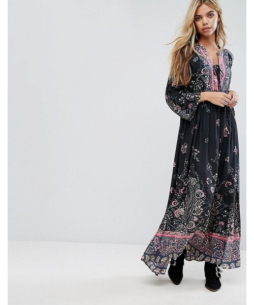 FREE PEOPLE（フリーピープル）の「Free People If You Only Knew Printed Maxi Dress（ワンピース・レディース・Black・S）」の3枚目の写真