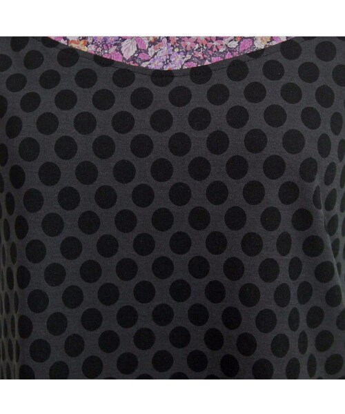 no brand(ノーブランド)の「【着物衿シリーズ】花柄着物衿 キャップスリーブカットソー (チャコールドット柄×タナローン花柄) B13 【送料・代引き手数料無料】(Tシャツ/カットソー・レディース・その他)」の7枚目の写真