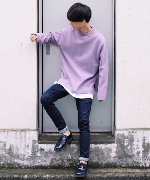 LIDNM（リドム）の「ミラノリブオフショルダーニット（ニット/セーター・メンズ・スモークパープル・S, M, L）」の3枚目の写真