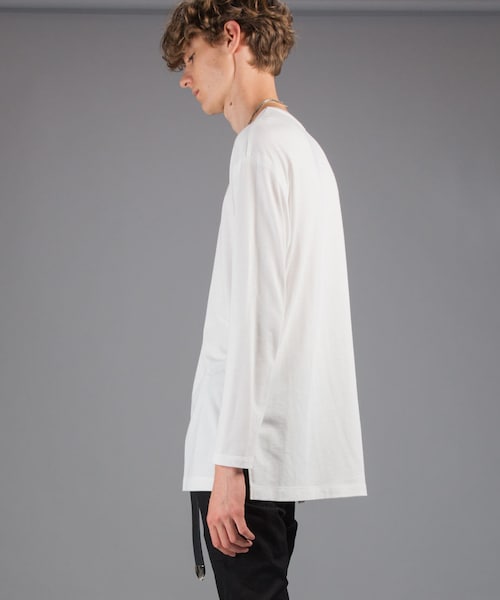 LIDNM（リドム）の「モダールレイヤードロンT（Tシャツ/カットソー・メンズ・ホワイト・S, M, L）」の3枚目の写真