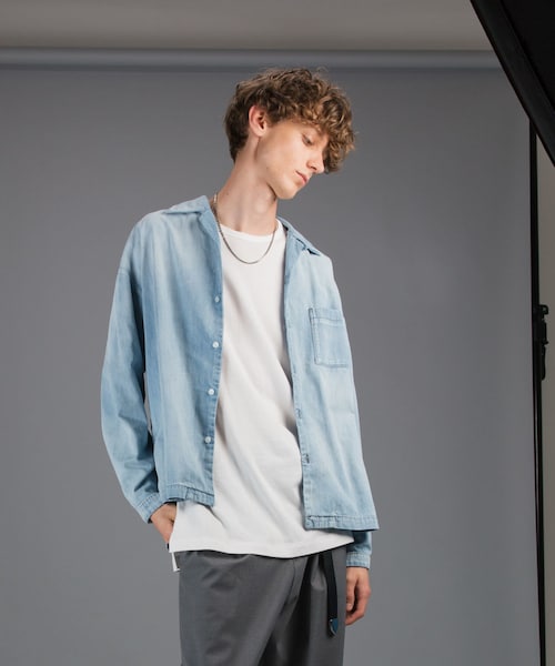 LIDNM（リドム）の「モダールレイヤードロンT（Tシャツ/カットソー・メンズ・ホワイト・S, M, L）」の5枚目の写真