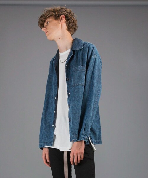 LIDNM（リドム）の「モダールレイヤードロンT（Tシャツ/カットソー・メンズ・ホワイト・S, M, L）」の7枚目の写真