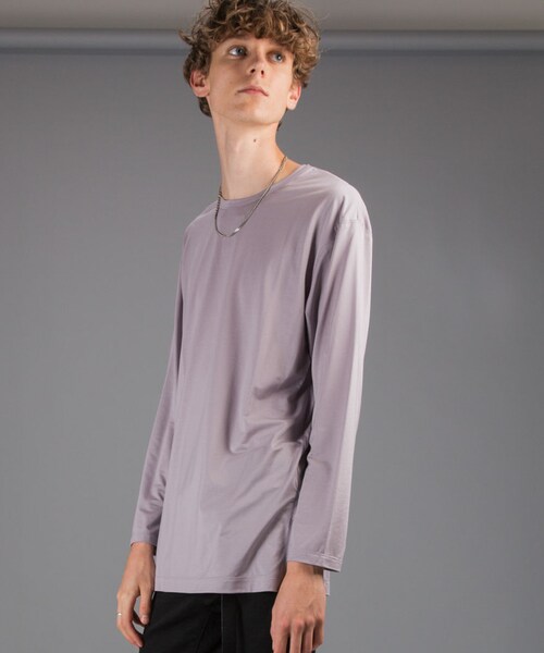 LIDNM(リドム)の「モダールレイヤードロンT(Tシャツ/カットソー・メンズ・ライトパープル・S, M, L)」の3枚目の写真