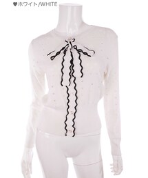 Bobon21 | ドットリボンガーリーニット-全２色-(ニット/セーター)