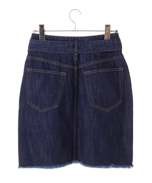 earth music&ecology（アースミュージックアンドエコロジー）の「USA COTTONデニムスカート(タックリボン)（スカート・インディゴ/ライトインディゴ・S/M）」の5枚目の写真