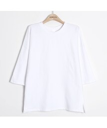 FLYMODEL | シンプルサイドスリットルーズフィット6分袖コットンTシャツ(Tシャツ/カットソー)
