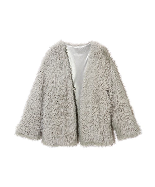 GRL（グレイル）の「ボアノーカラーカーディガン（カーディガン/ボレロ・レディース・ブラック/ピンク/パープル/グレー/アイボリー・F）」の3枚目の写真