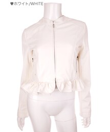 Bobon21 | ガーリーフェイクレザージャケット-全２色-(ライダースジャケット)