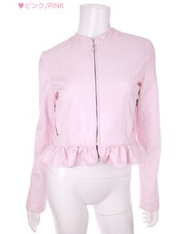 Bobon21 | ガーリーフェイクレザージャケット-全２色-(ライダースジャケット)