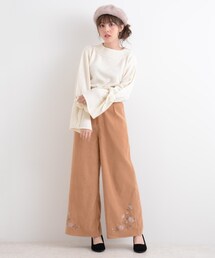MAJESTIC LEGON | 裾刺しゅうワイドパンツ(パンツ)