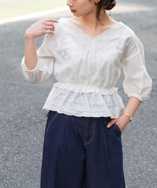 PAGEBOY（ページボーイ）の「トモリボン付きデニムワイドパンツ（パンツ・ライトブルー/ブルー/インディゴ）」の7枚目の写真