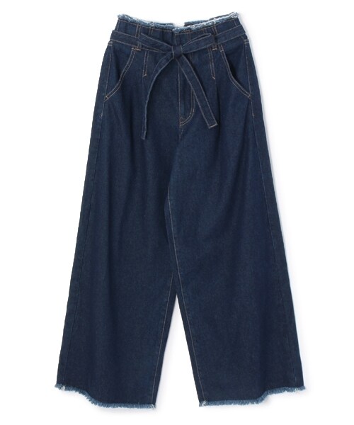 PAGEBOY（ページボーイ）の「トモリボン付きデニムワイドパンツ（パンツ・ライトブルー/ブルー/インディゴ）」の2枚目の写真