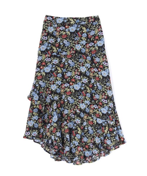 PAGEBOY（ページボーイ）の「小花柄裾切り替えフレアスカート（スカート・ホワイト系/ブラック系/ダークブルー系）」の2枚目の写真