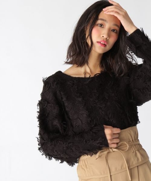 Mysty Woman ミスティウーマン の カットオフループニットプルオーバー トップス Wear