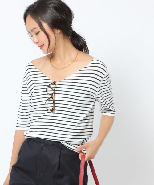 laboratory work（ラボラトリーワーク）の「２ＷＡＹコンパクトニットプルオーバー（トップス・オフホワイト×ブラック/ブラック/レッド/グリーン/ネイビー×ベージュ）」の12枚目の写真