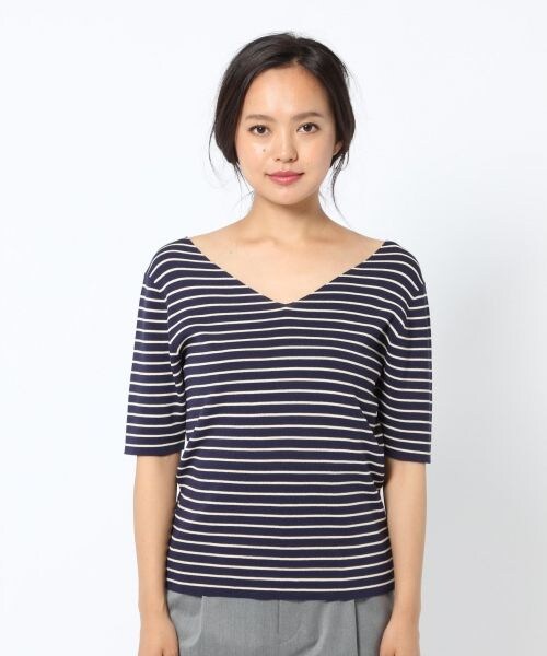 laboratory work（ラボラトリーワーク）の「２ＷＡＹコンパクトニットプルオーバー（トップス・オフホワイト×ブラック/ブラック/レッド/グリーン/ネイビー×ベージュ）」の14枚目の写真