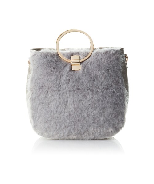 GRL（グレイル）の「2WAYリングハンドルファーバッグ（ショルダーバッグ・レディース・キャメル/グレー・F）」の2枚目の写真