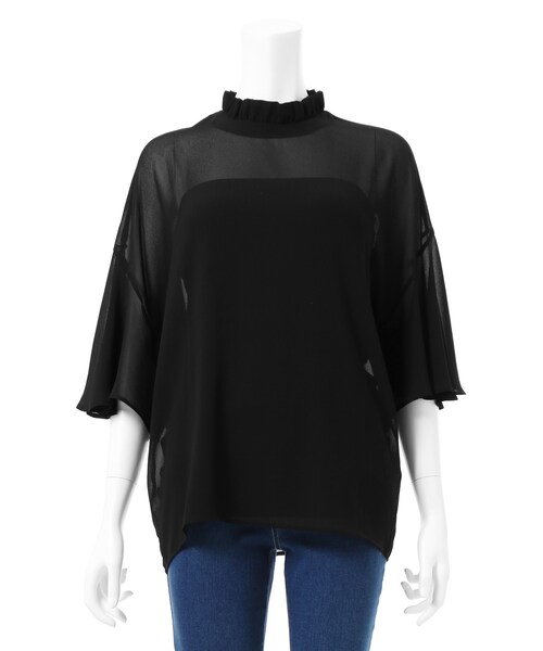 GRL（グレイル）の「エリザベススリーブジョーゼットブラウス（シャツ/ブラウス・レディース・モカ/ブラック・F）」の2枚目の写真