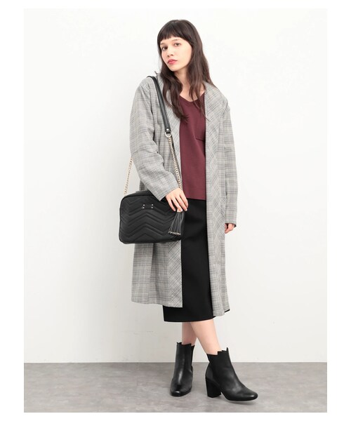 YECCA VECCA（イェッカヴェッカ）の「・チェックシャツディガン（ジャケット/アウター・グレー・F）」の2枚目の写真