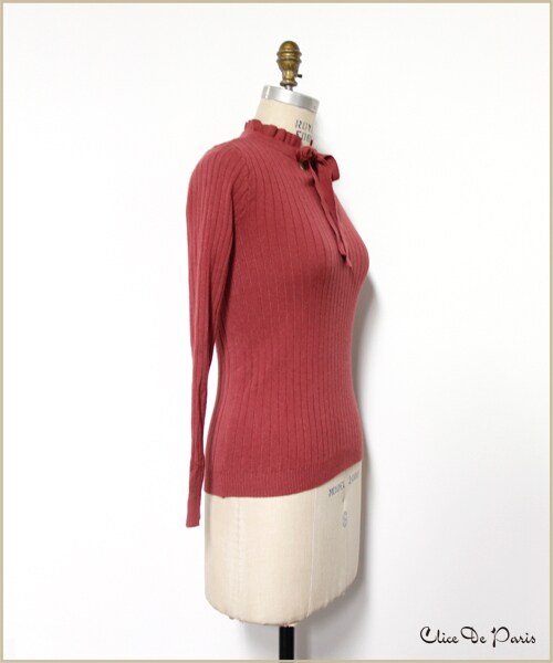 paravion（パラビオン）の「C/ハイネックリボンニット（トップス・レディース・アイボリー/ブラック/レッド・ワンサイズ）」の10枚目の写真