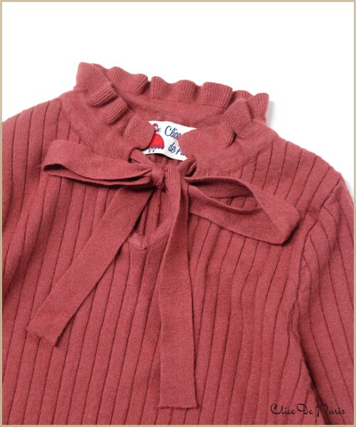 paravion（パラビオン）の「C/ハイネックリボンニット（トップス・レディース・アイボリー/ブラック/レッド・ワンサイズ）」の5枚目の写真