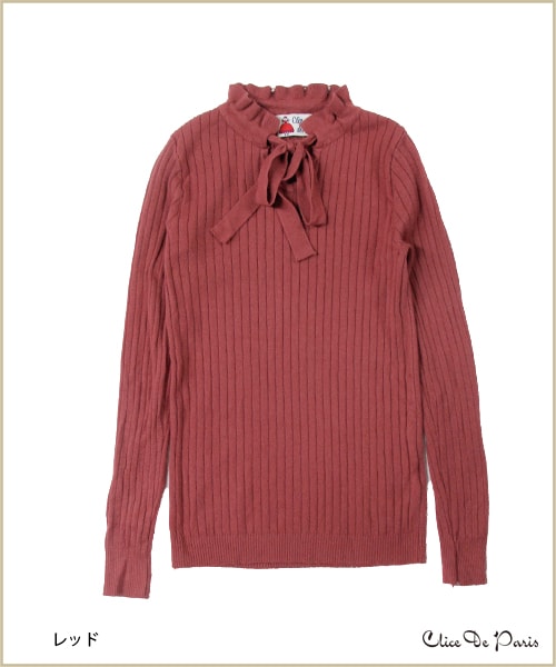 paravion（パラビオン）の「C/ハイネックリボンニット（トップス・レディース・アイボリー/ブラック/レッド・ワンサイズ）」の2枚目の写真