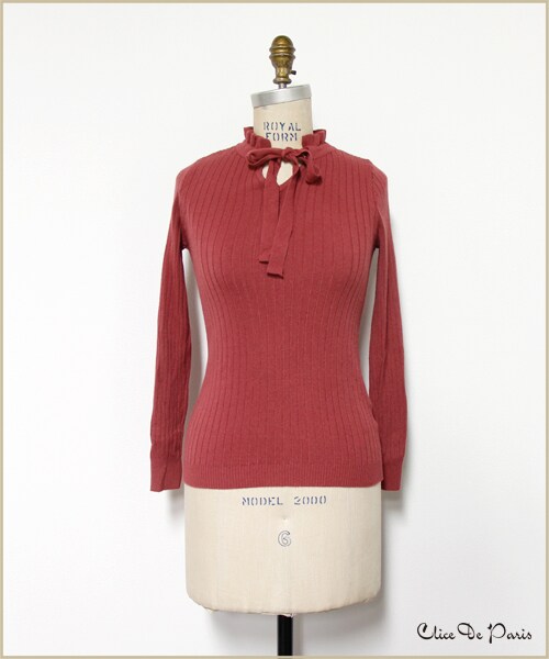 paravion（パラビオン）の「C/ハイネックリボンニット（トップス・レディース・アイボリー/ブラック/レッド・ワンサイズ）」の9枚目の写真