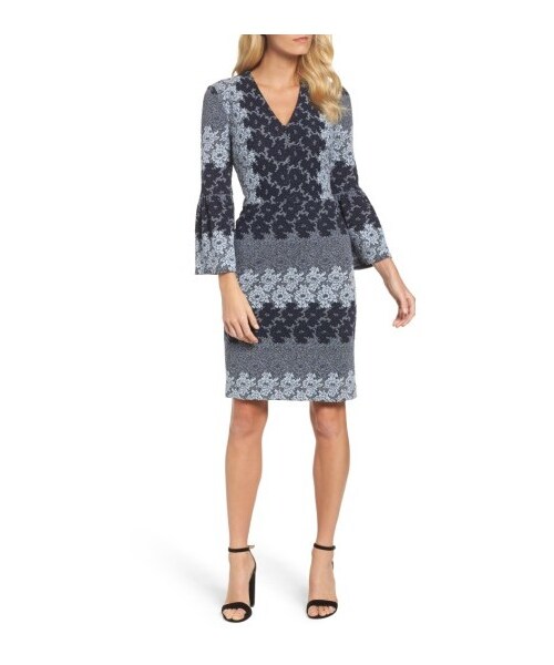 Maggy London マギーロンドン の Women S Maggy London Jacquard Bell Sleeve Dress ワンピース Wear