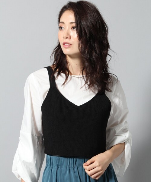 Andemiu（アンデミュウ）の「ニットキャミブラウスＳＥＴ（トップス・グレー/ブラック/キャメル）」の2枚目の写真