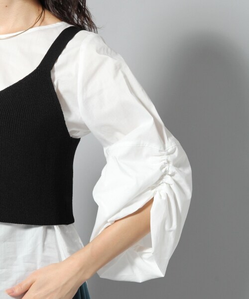Andemiu（アンデミュウ）の「ニットキャミブラウスＳＥＴ（トップス・グレー/ブラック/キャメル）」の12枚目の写真