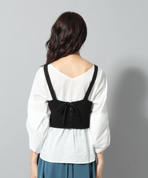 Andemiu（アンデミュウ）の「ニットキャミブラウスＳＥＴ（トップス・グレー/ブラック/キャメル）」の10枚目の写真