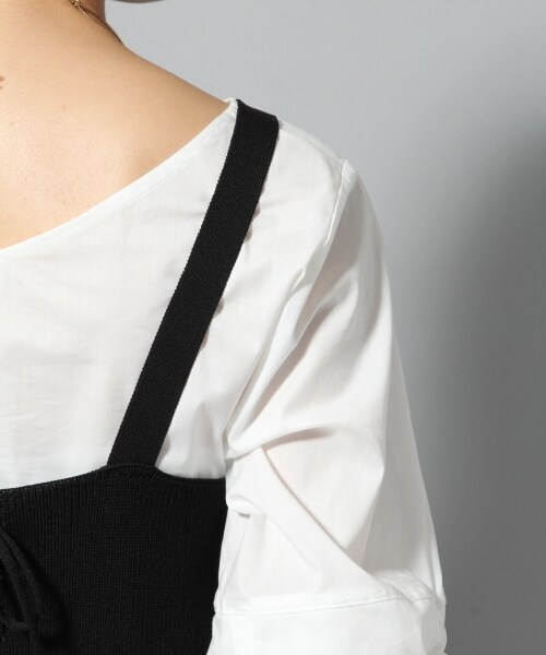 Andemiu（アンデミュウ）の「ニットキャミブラウスＳＥＴ（トップス・グレー/ブラック/キャメル）」の15枚目の写真