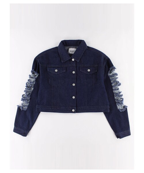 E hyphen world gallery（イーハイフンワールドギャラリー）の「ダメージ加工デニムGジャン（ジャケット/アウター・ライトインディゴ/ミディアムインディゴ・F）」の10枚目の写真